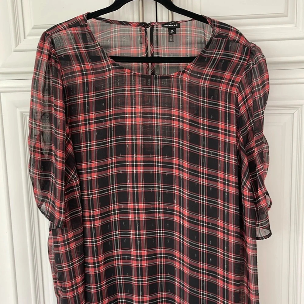 Torrid Chiffon Lurex Ruched Sleeve Blouse size 3 3x - Picture 3 of 12